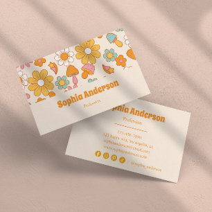 Retro Floral & Mushroom Cute Boho  Business Card