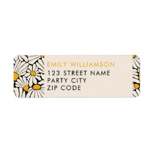 Retro Floral mustard return address Label