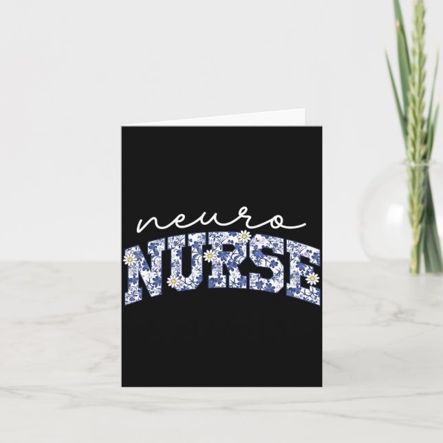 Retro Floral Neuro Nurse Neurology Neurologist Rn  Card (Front)