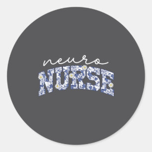 Retro Floral Neuro Nurse Neurology Neurologist Rn  Classic Round Sticker