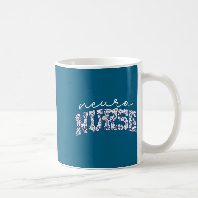 Retro Floral Neuro Nurse Neurology Neurologist Rn  Coffee Mug (Right)