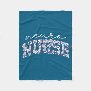 Retro Floral Neuro Nurse Neurology Neurologist Rn  Fleece Blanket