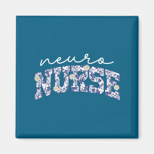 Retro Floral Neuro Nurse Neurology Neurologist Rn  Magnet