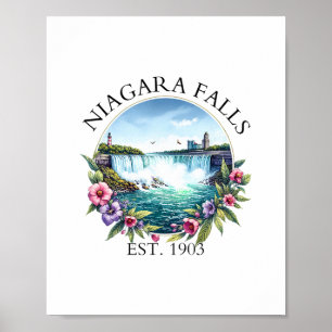 Retro Floral Niagara Falls Trip Outdoor Family Vac Poster