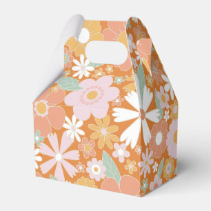 Retro Floral orange pink Birthday Favour Box