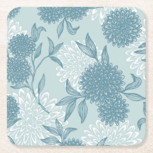 Retro Floral Pattern 2 2 Square Paper Coaster