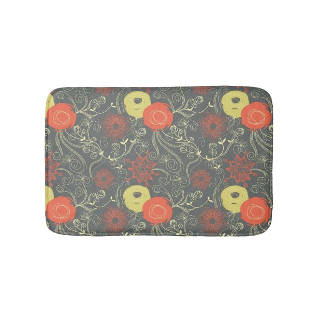 Retro floral pattern 2 bath mat (Front)