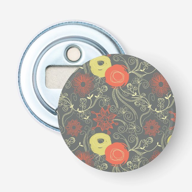 Retro floral pattern 2 bottle opener (Front)