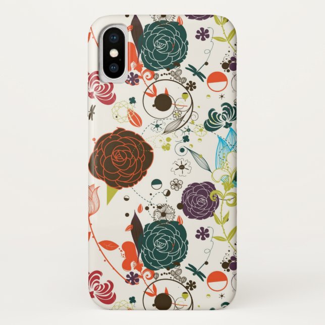 Retro Floral Pattern 2 Case-Mate iPhone Case (Back)