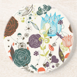 Retro Floral Pattern 2 Coaster