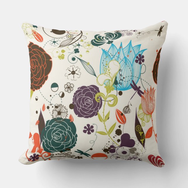 Retro Floral Pattern 2 Cushion (Front)