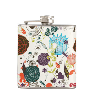 Retro Floral Pattern 2 Hip Flask