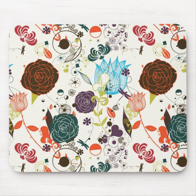 Retro Floral Pattern 2 Mouse Pad (Front)