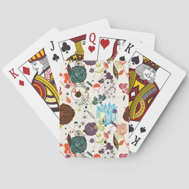 Retro Floral Pattern 2 Playing Cards (Back)