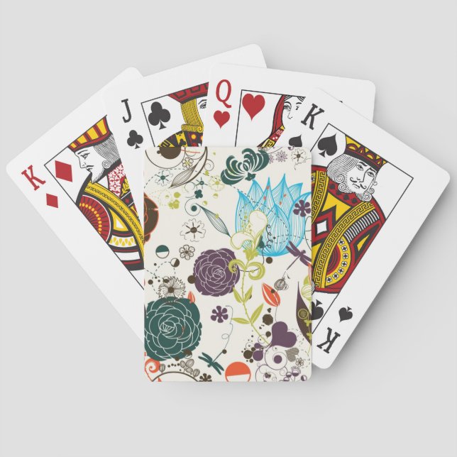 Retro Floral Pattern 2 Playing Cards (Back)