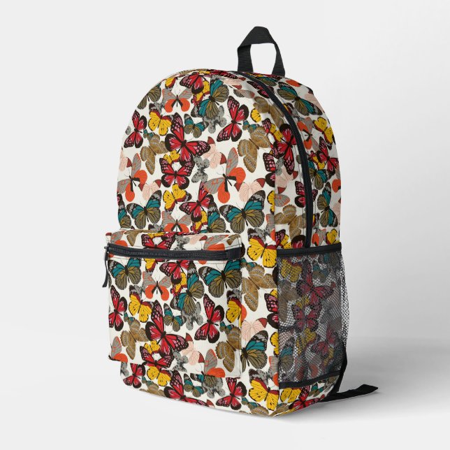 Retro floral pattern 2 printed backpack (Back Corner Right)