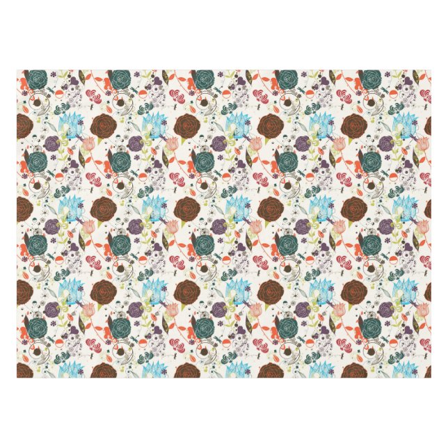 Retro Floral Pattern 2 Tablecloth (Front (Horizontal))