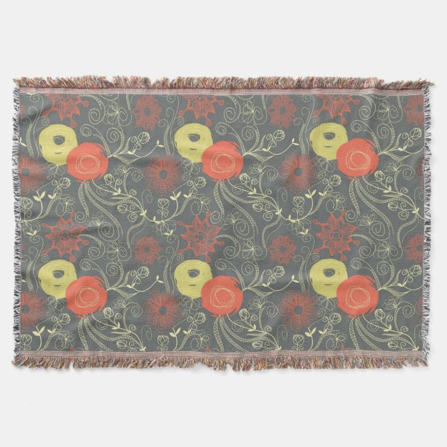 Retro floral pattern 2 throw blanket (Front)