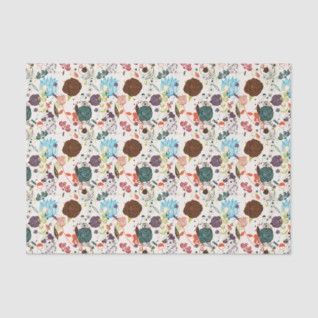 Retro Floral Pattern 2 Tissue Paper (Front)
