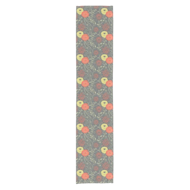 Retro floral pattern 3 short table runner (Front)