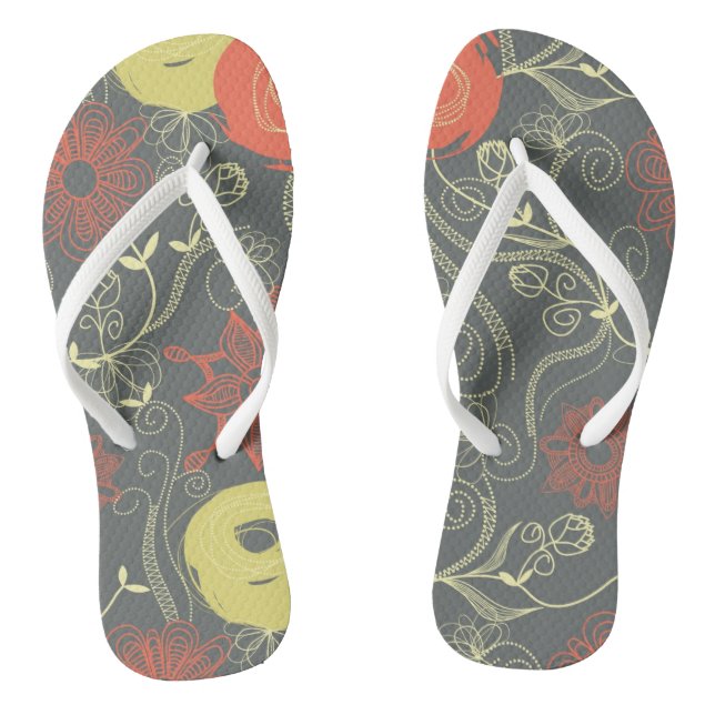Retro floral pattern 3 thongs (Footbed)