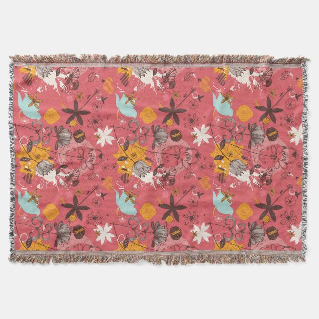Retro floral pattern 3 throw blanket (Front)