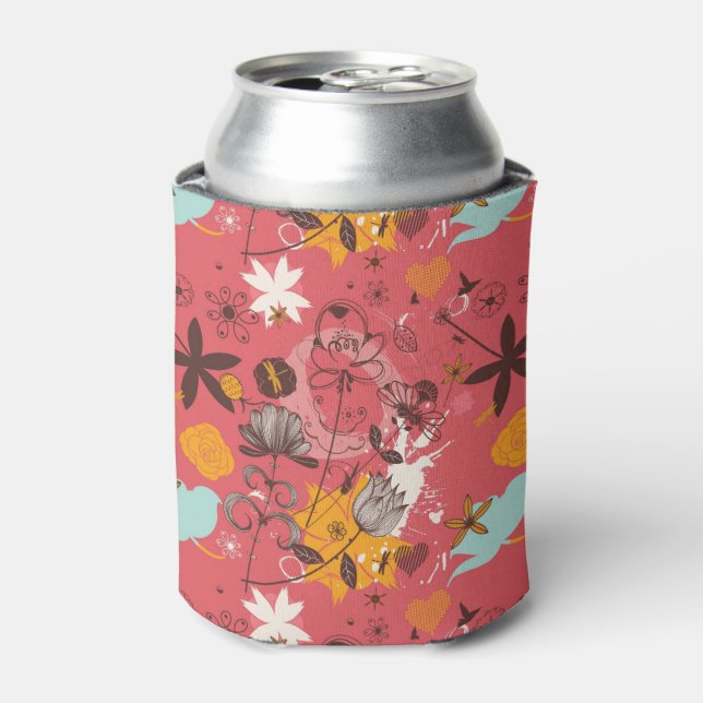 Retro floral pattern 4 can cooler (Can Front)
