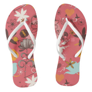 Retro floral pattern 4 thongs