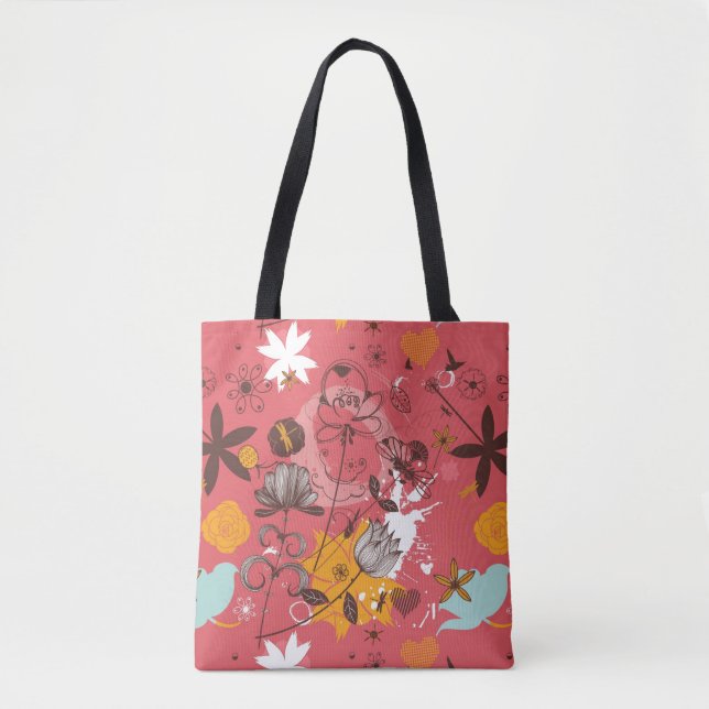 Retro floral pattern 4 tote bag (Front)