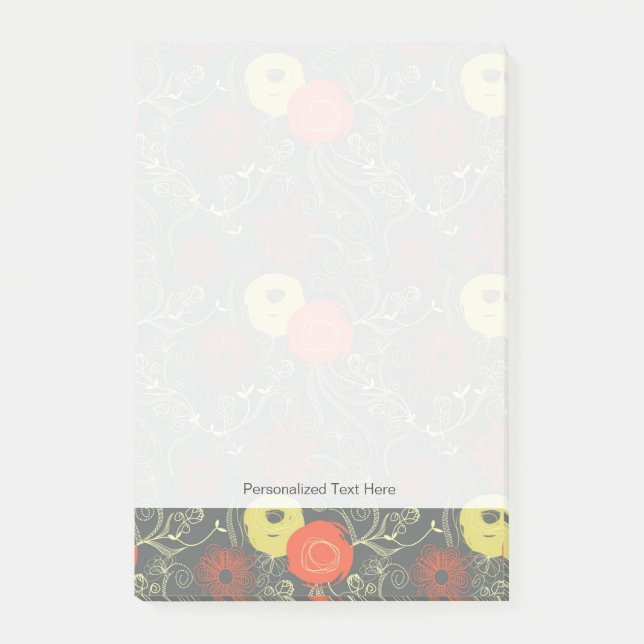 Retro floral pattern 6 post-it notes (Front)