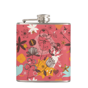 Retro floral pattern 7 hip flask