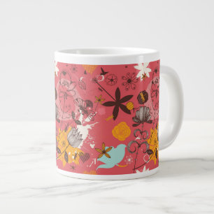 Retro floral pattern 7 large coffee mug