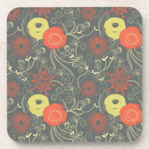 Retro floral pattern coaster