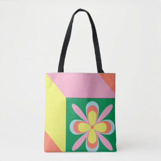 Retro Floral Pattern colourful Spring Flower Desig Tote Bag