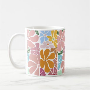 Retro Floral Pattern – Colourful Vintage Flower Coffee Mug