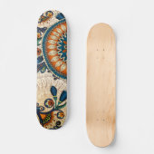 Retro Floral Pattern Cool Trendy Skateboard (Front)