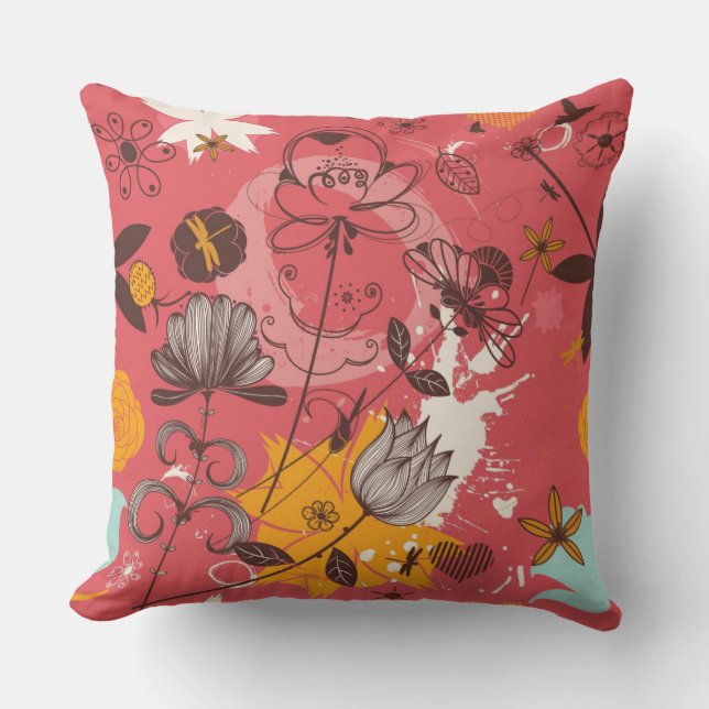 Retro floral pattern cushion (Front)