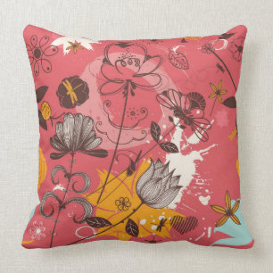 Retro floral pattern cushion