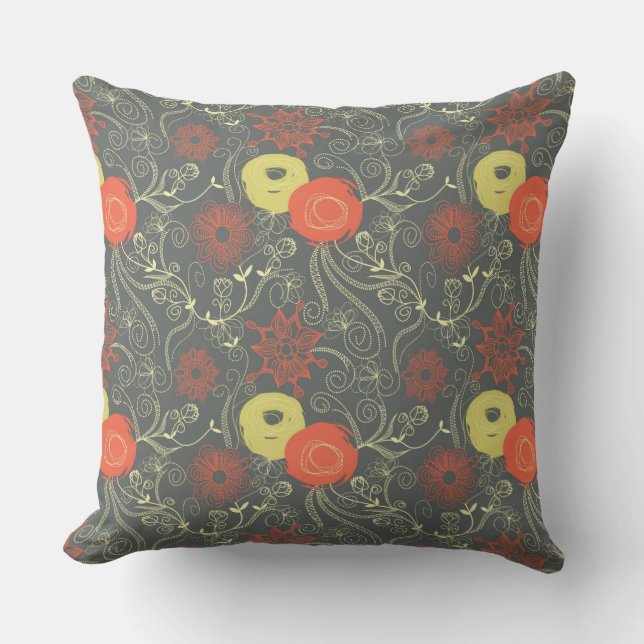 Retro floral pattern cushion (Front)