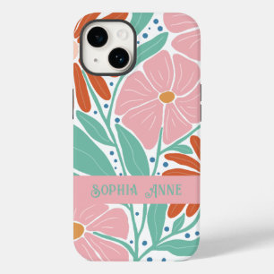 Retro Floral Pattern Custom Name Case-Mate iPhone 14 Case