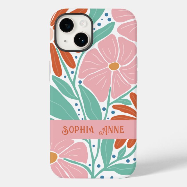 Retro Floral Pattern Custom Name Case-Mate iPhone Case (Back)