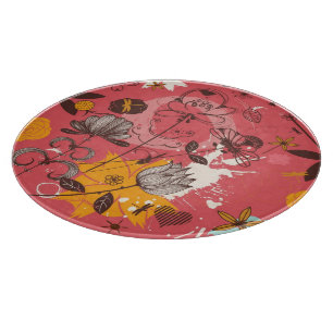 Retro floral pattern cutting board
