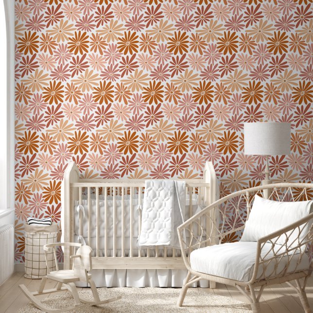 Retro floral pattern desert sand antique rose wallpaper (Kids)