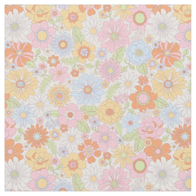 Retro Floral Pattern Fabric (Close Up)