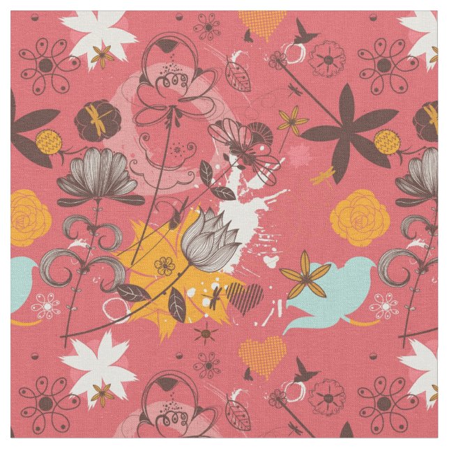 Retro floral pattern fabric (Close Up)