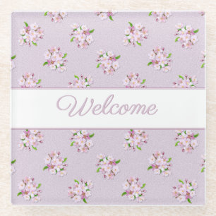 Retro floral pattern glass coaster