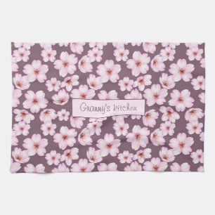 retro floral pattern. Granny's kitchen. Tea Towel