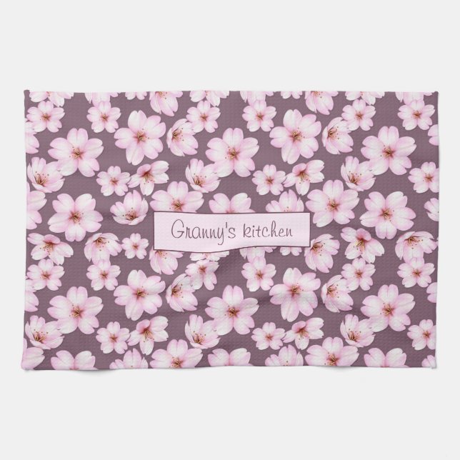 retro floral pattern. Granny's kitchen. Tea Towel (Horizontal)