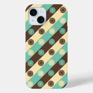 Retro Floral Pattern Green, Cream, Brown,  iPhone 15 Case
