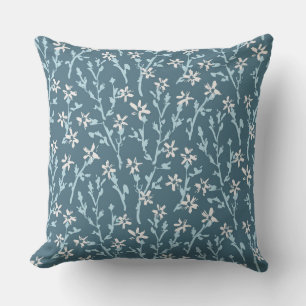 Retro floral pattern in boho style. Japanes sakura Cushion